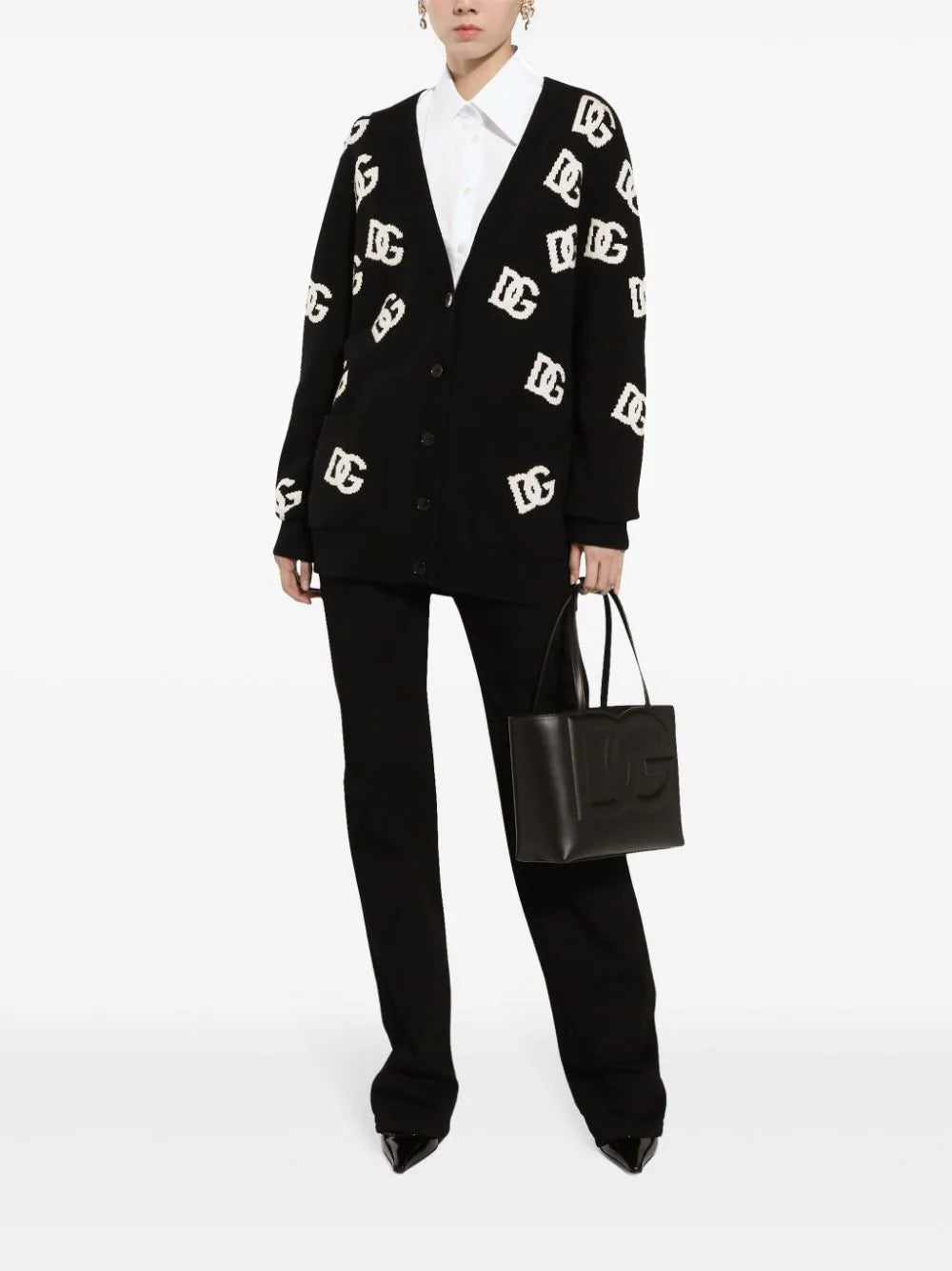 Dolce & Gabbana Wool Cardigan With Dg Logo Inlay