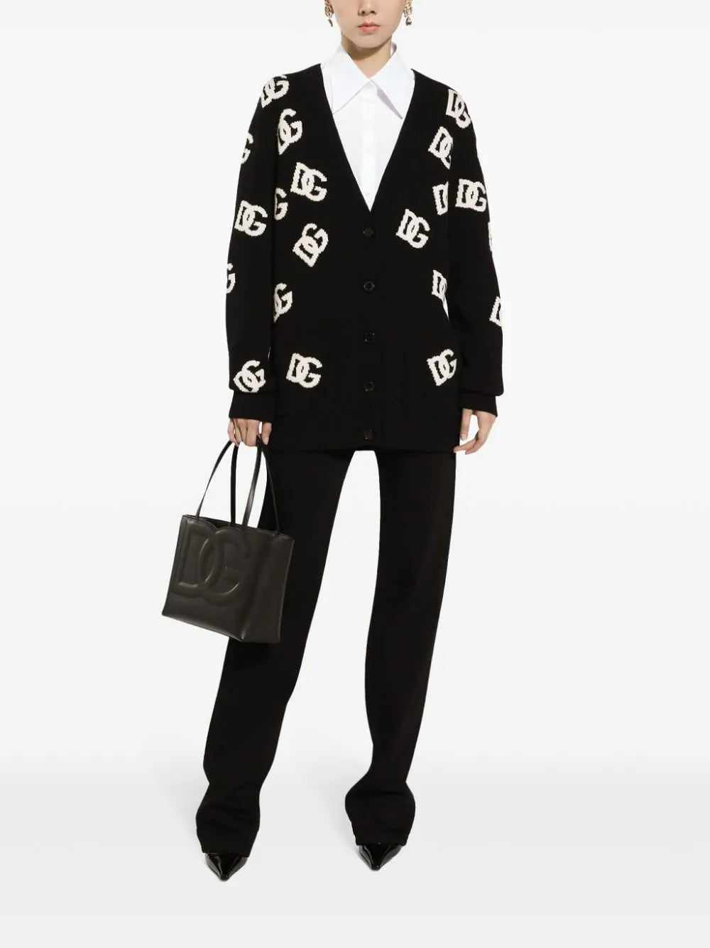 Dolce & Gabbana Wool Cardigan With Dg Logo Inlay