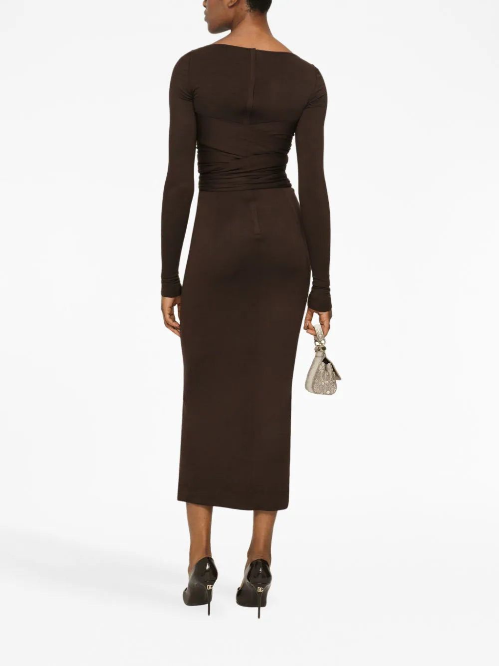 Dolce & Gabbana Wraparound Wool Midi Dress
