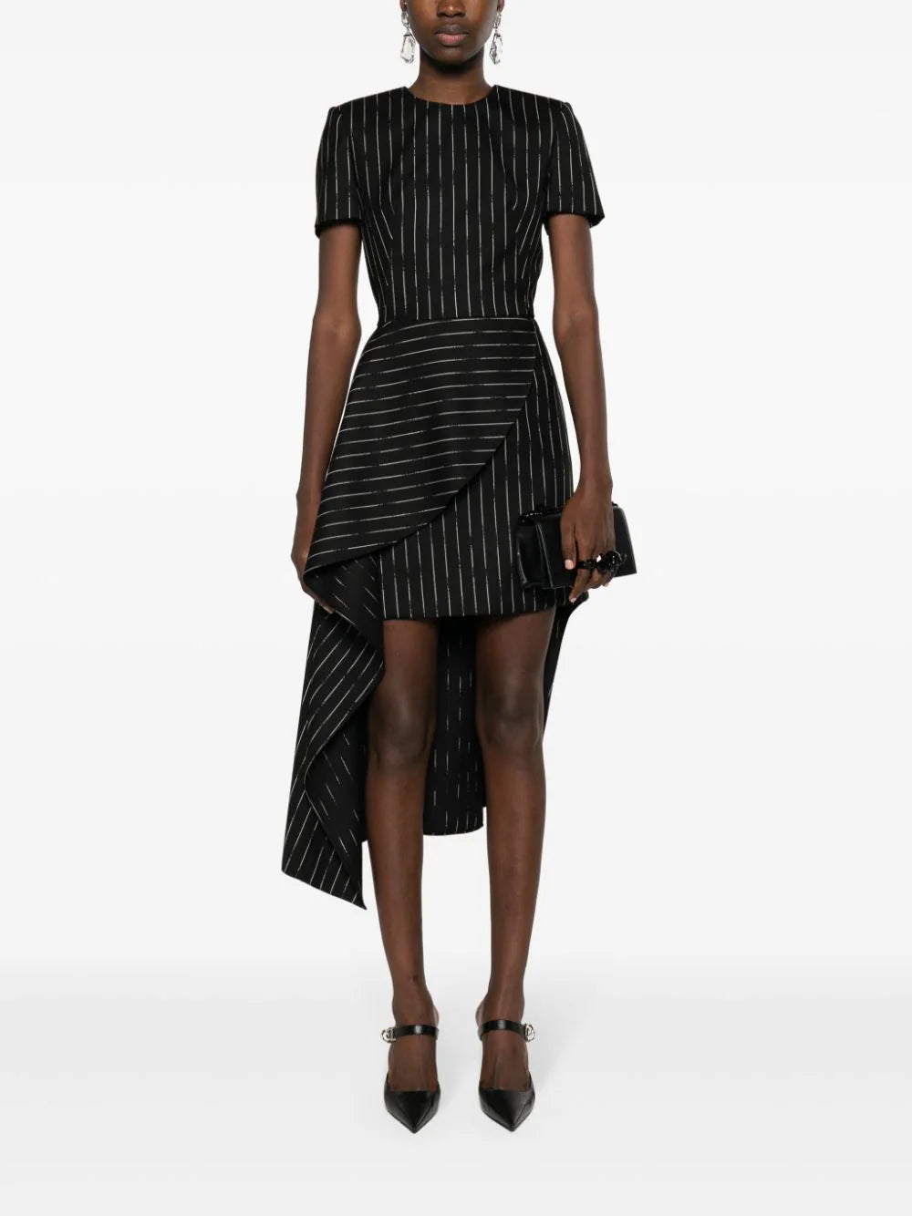 Alexander McQueen Dress With A Broken Pinstripe Pattern