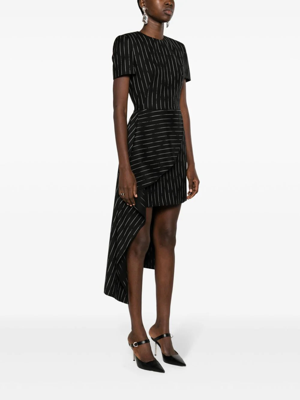 Alexander McQueen Dress With A Broken Pinstripe Pattern