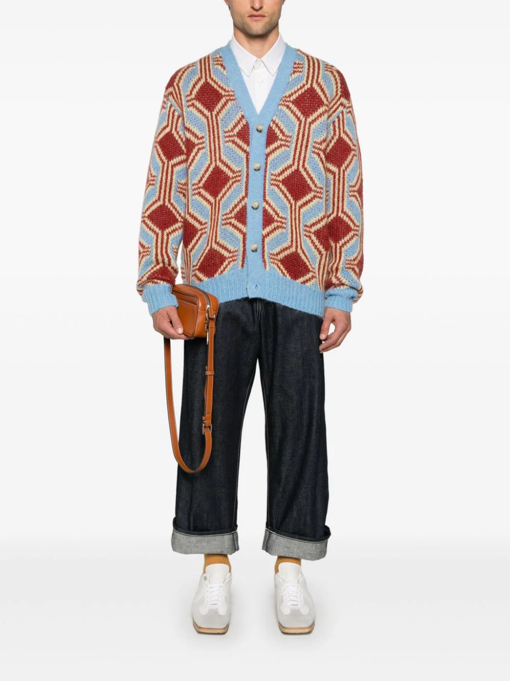 Drôle De Monsieur Le Cardigan Mohair Géométrique