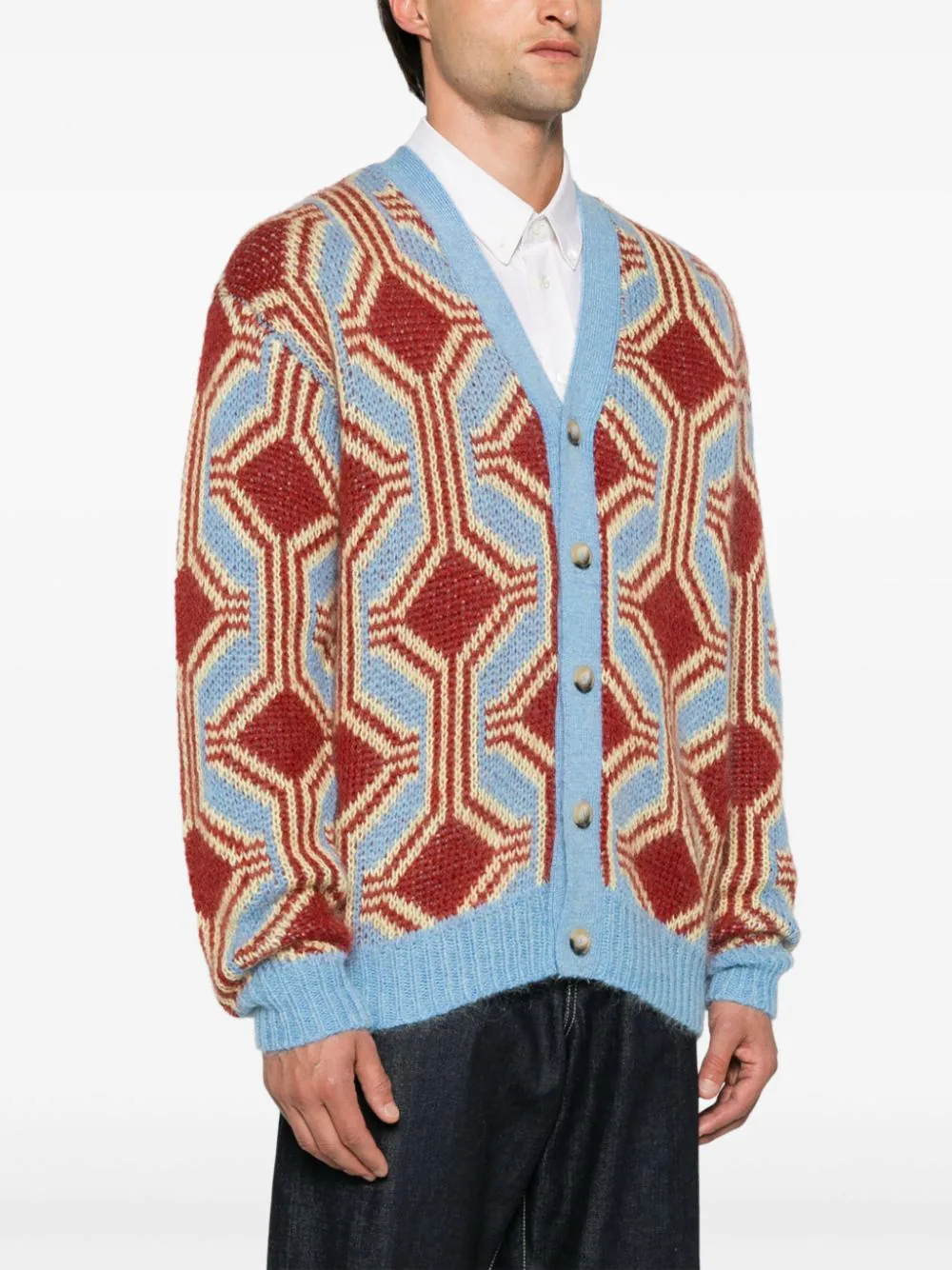 Drôle De Monsieur Le Cardigan Mohair Géométrique