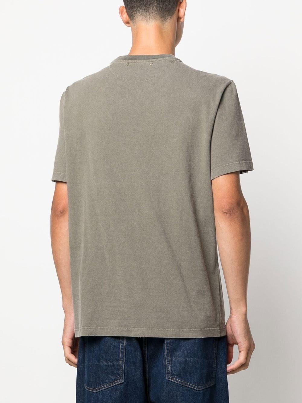 Golden Goose Dusty Olive Men's T-shirt With Distressed Treatment