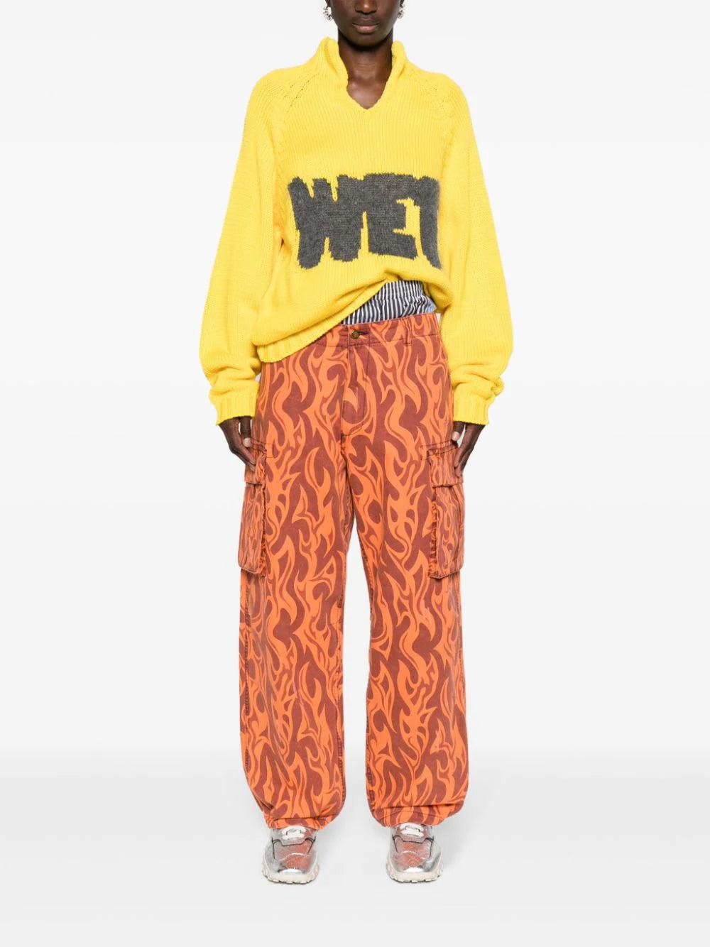 ERL Cargo Trousers Printed With Orange Flames