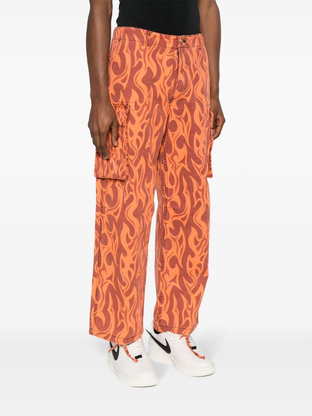 ERL Cargo Trousers Printed With Orange Flames