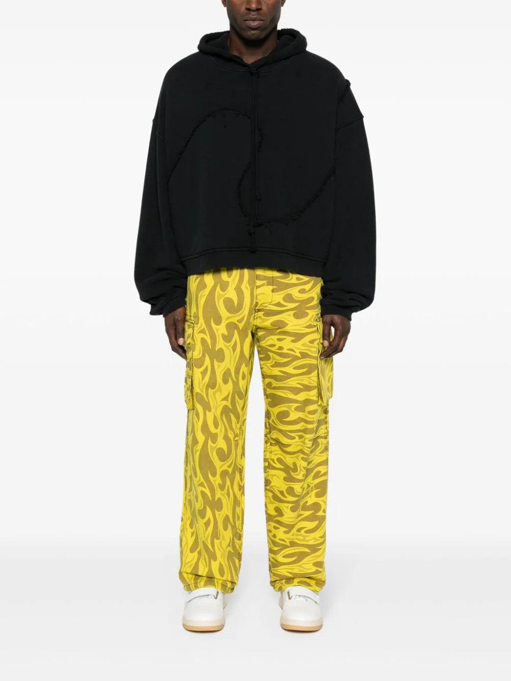 ERL Cargo Trousers Printed With Yellow Flames
