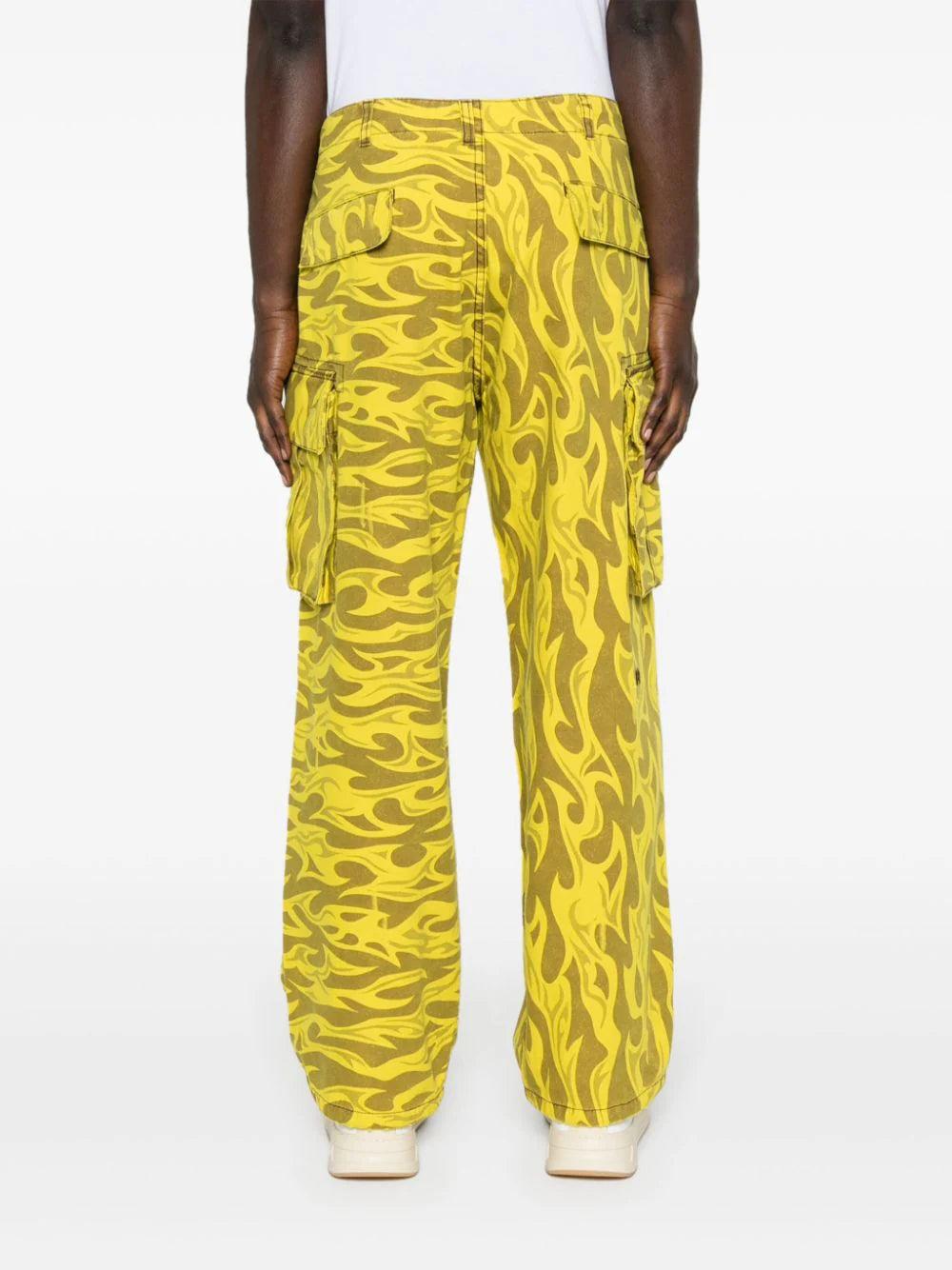 ERL Cargo Trousers Printed With Yellow Flames