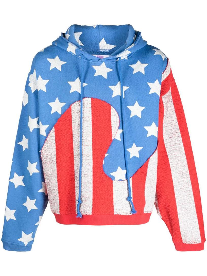 ERL Stars and stripes swirl hooded sweatshirt