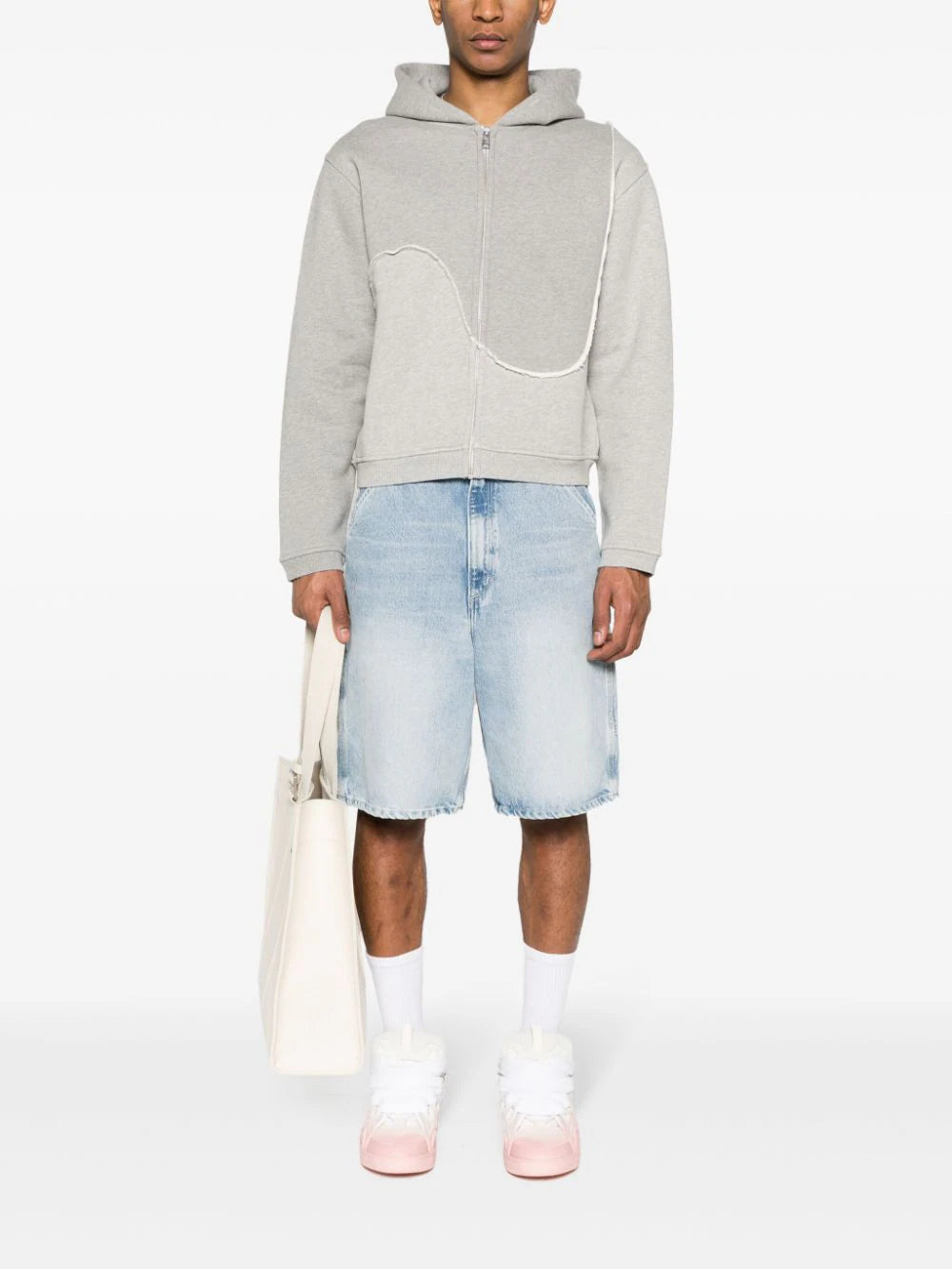 ERL Sweatshirt-jacket With Hood And Frayed Brim