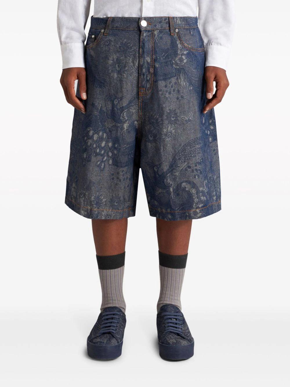 ETRO Jacquard Denim Bermuda Shorts