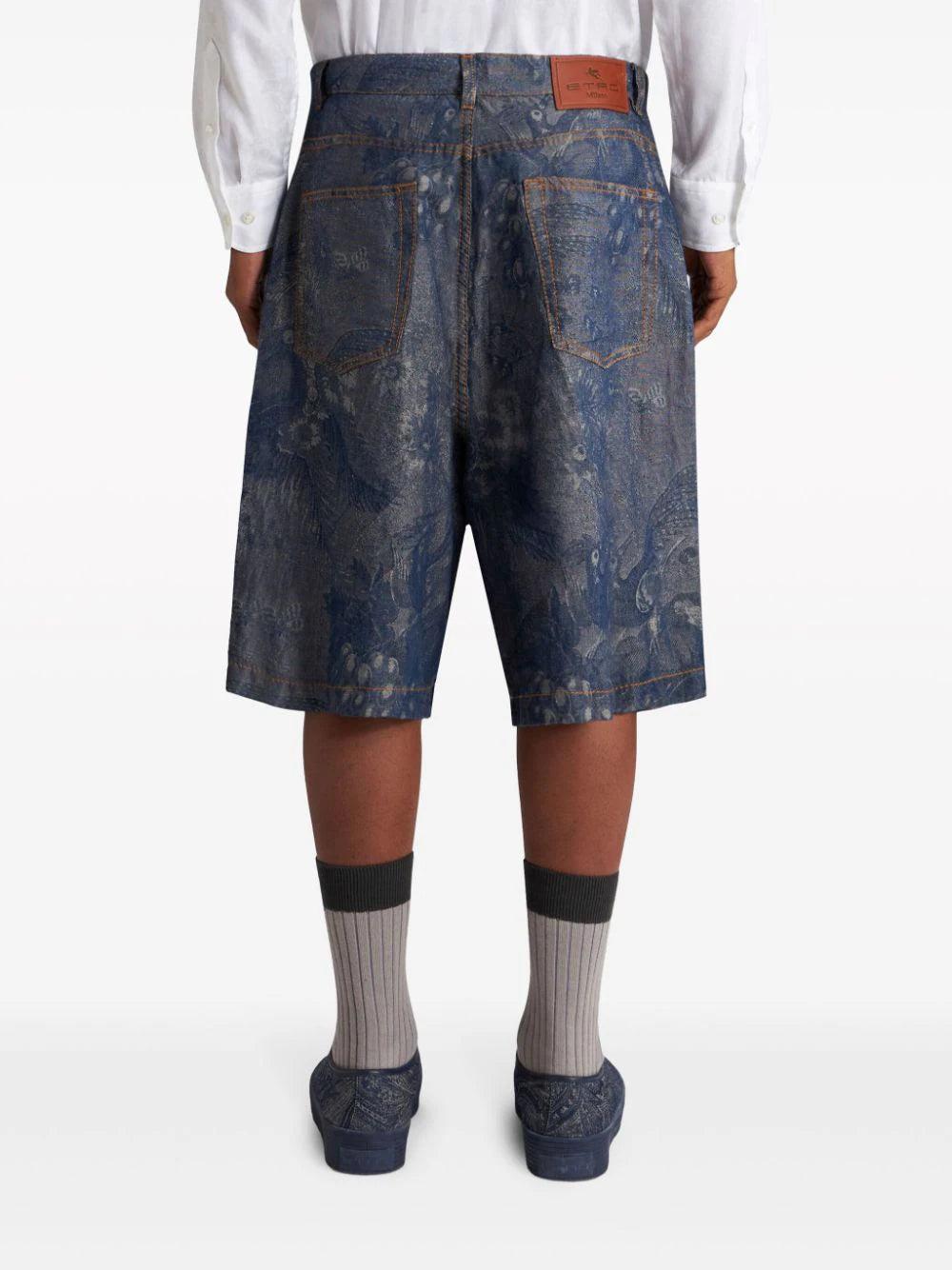 ETRO Jacquard Denim Bermuda Shorts