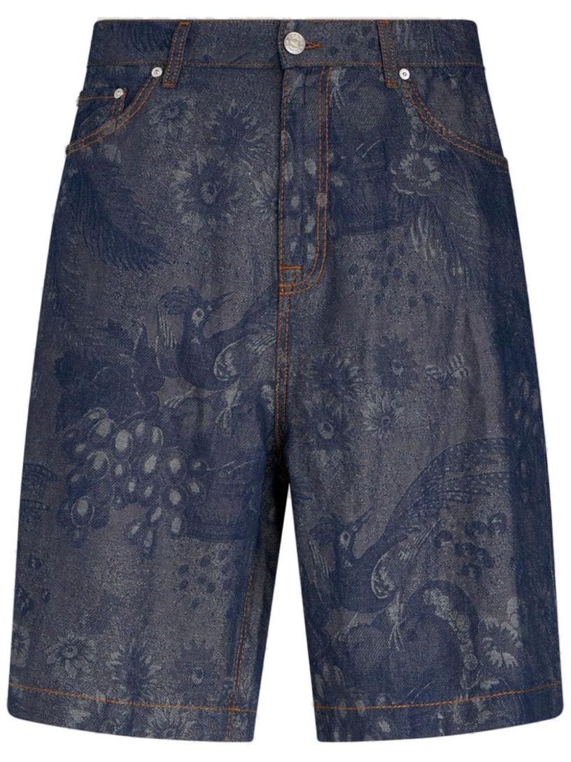 ETRO Jacquard denim bermuda shorts