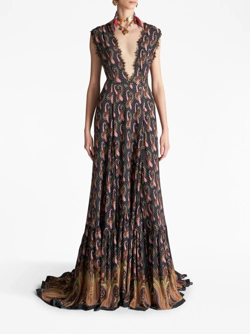 ETRO Long Paisley Sable Dress
