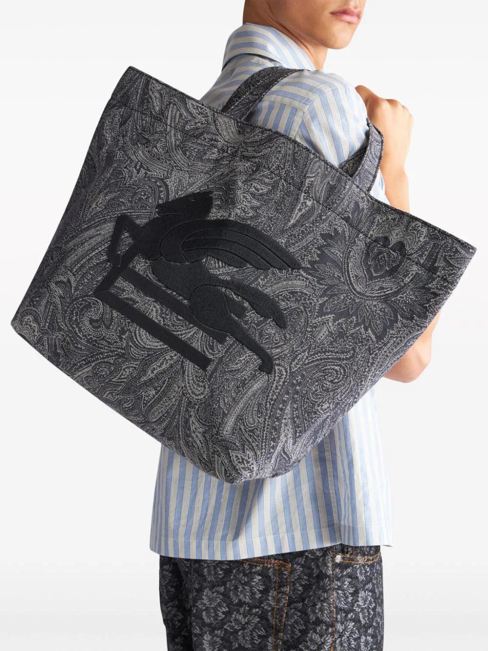 ETRO Paisley Large Denim Trotter Soft Shopping Bag