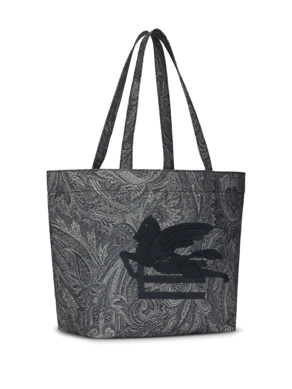 ETRO Paisley Large Denim Trotter Soft Shopping Bag