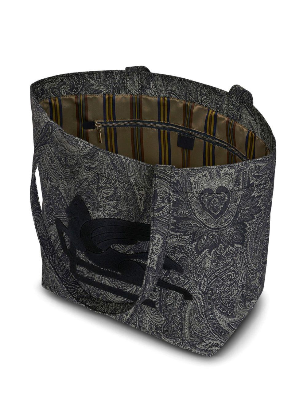 ETRO Paisley Large Denim Trotter Soft Shopping Bag