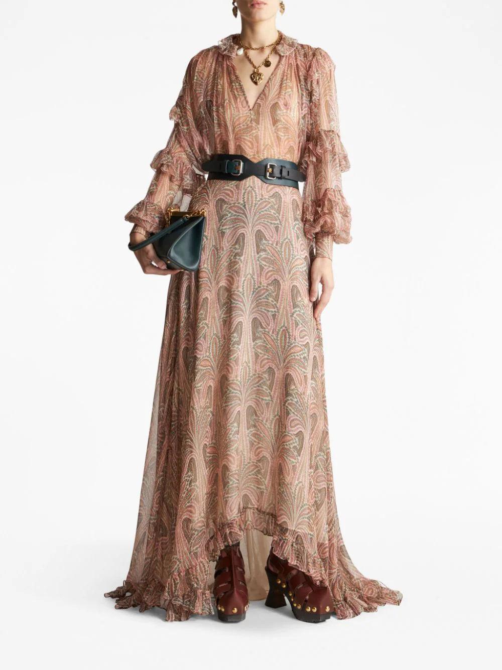ETRO Palm Tree-print Silk Maxi Skirt