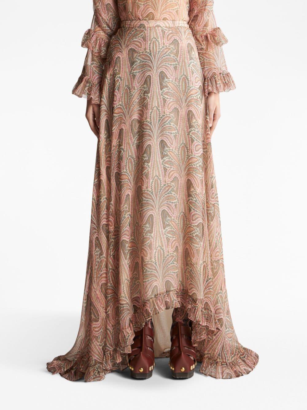 ETRO Palm Tree-print Silk Maxi Skirt