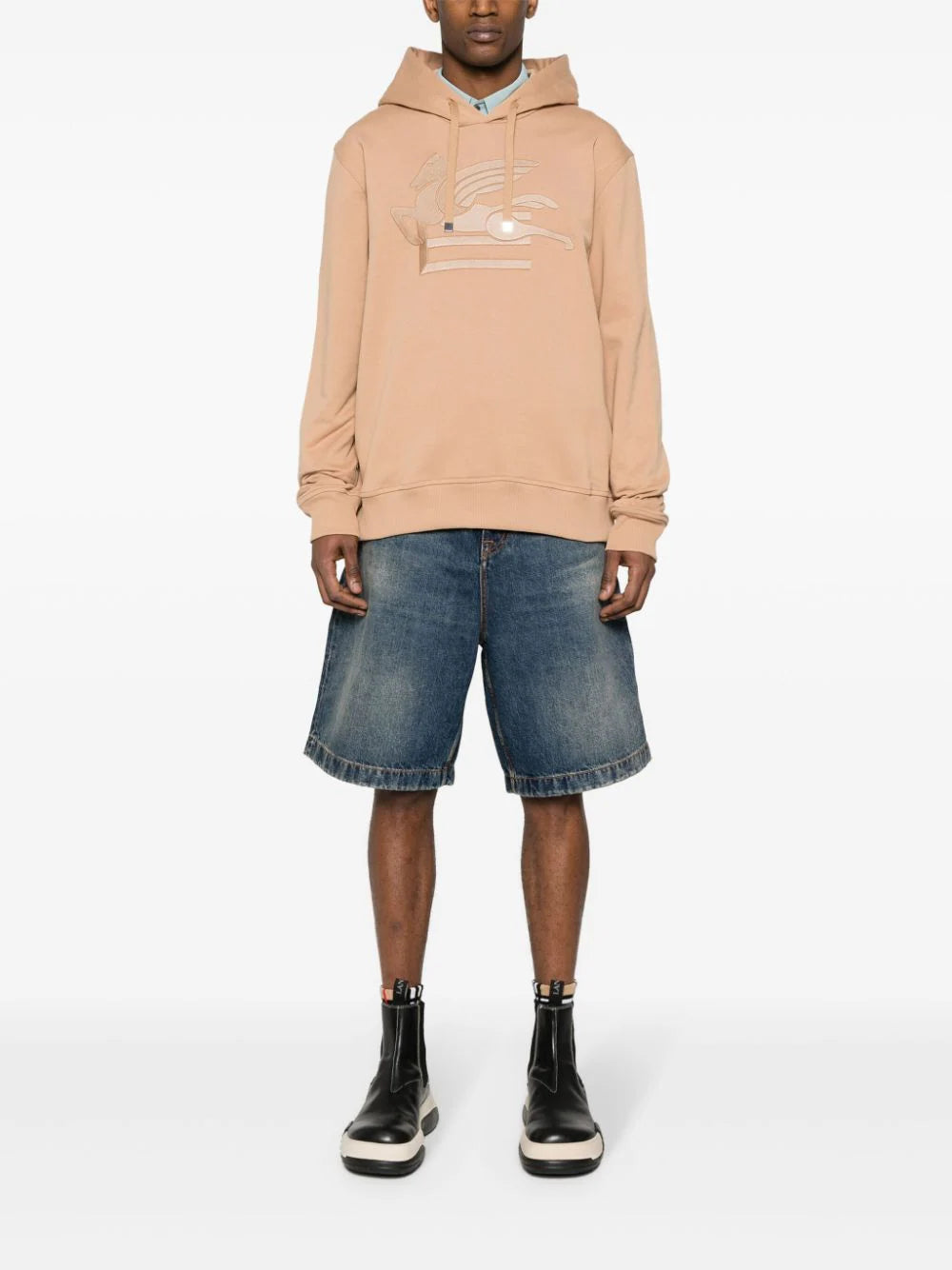 ETRO Pegaso-embroidered Denim Shorts
