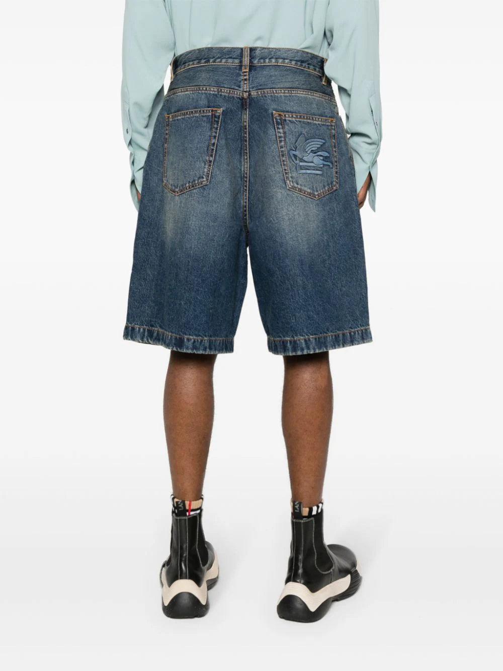 ETRO Pegaso-embroidered Denim Shorts