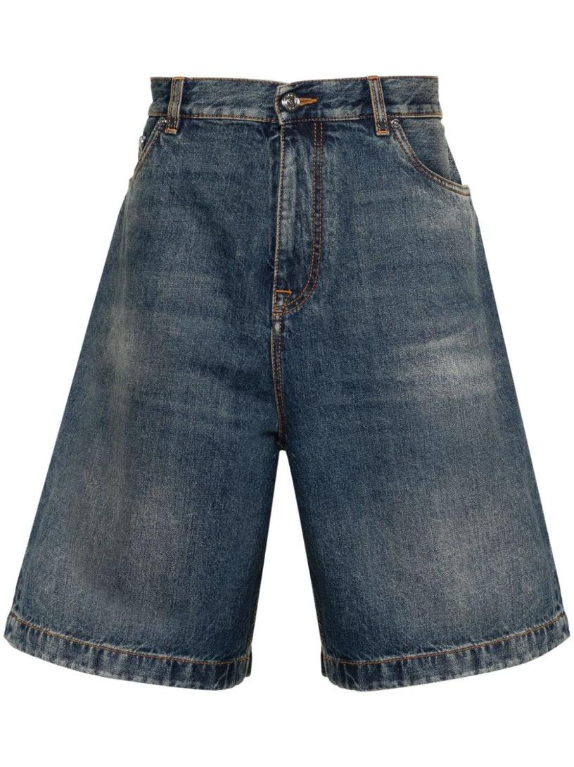 ETRO Pegaso-embroidered denim shorts