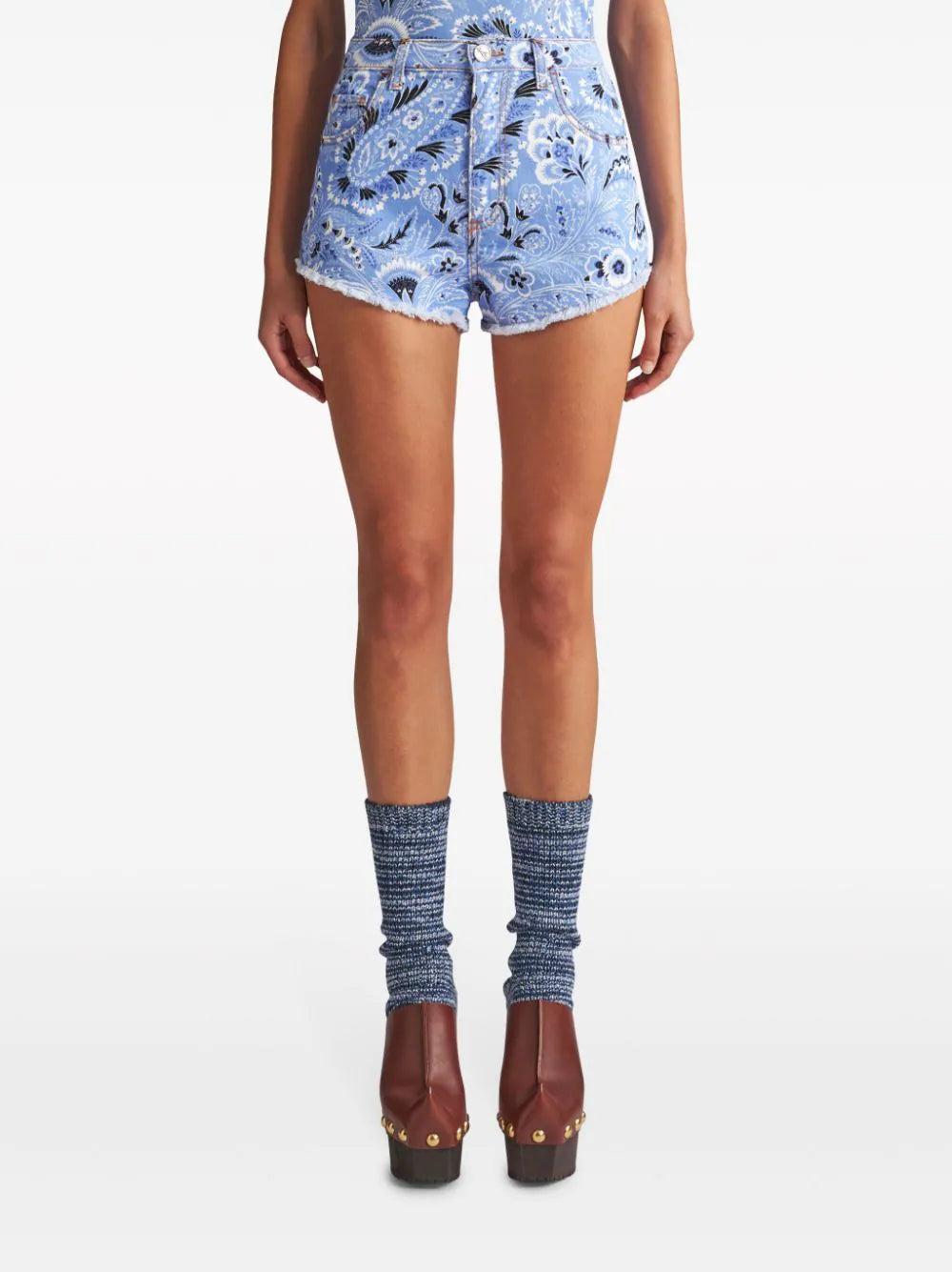 ETRO Printed Denim Shorts