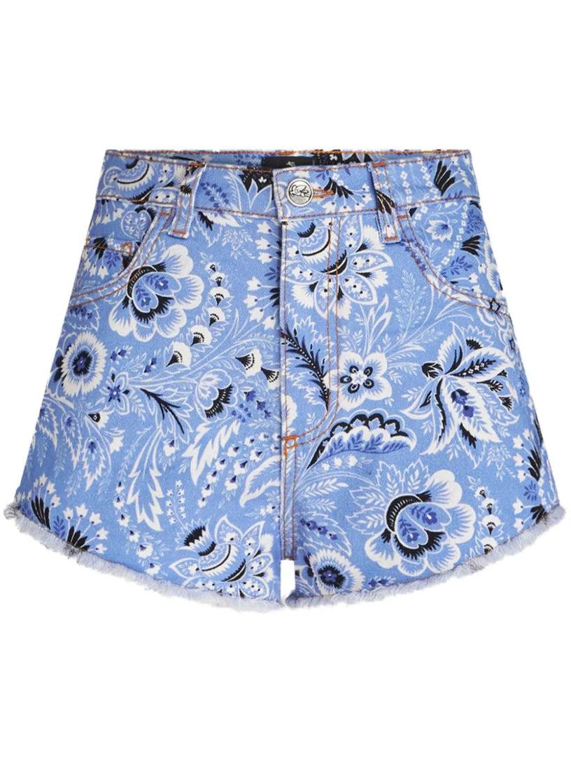 ETRO Printed denim shorts