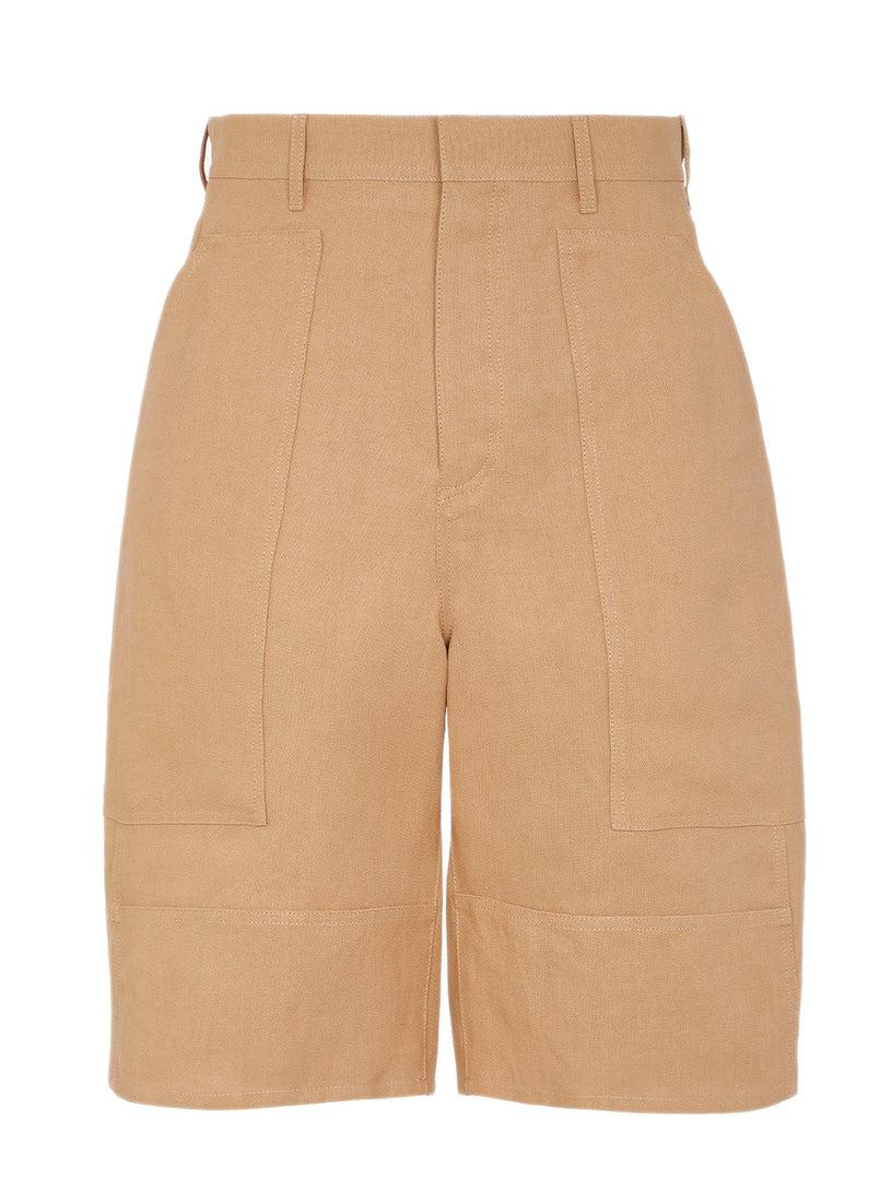 FENDI Beige canvas bermuda shorts