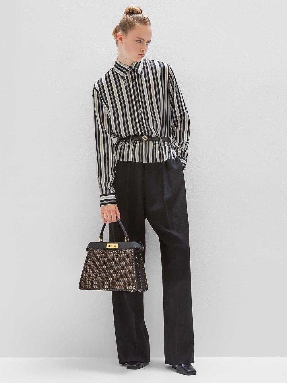 FENDI Black And White Striped Shirt