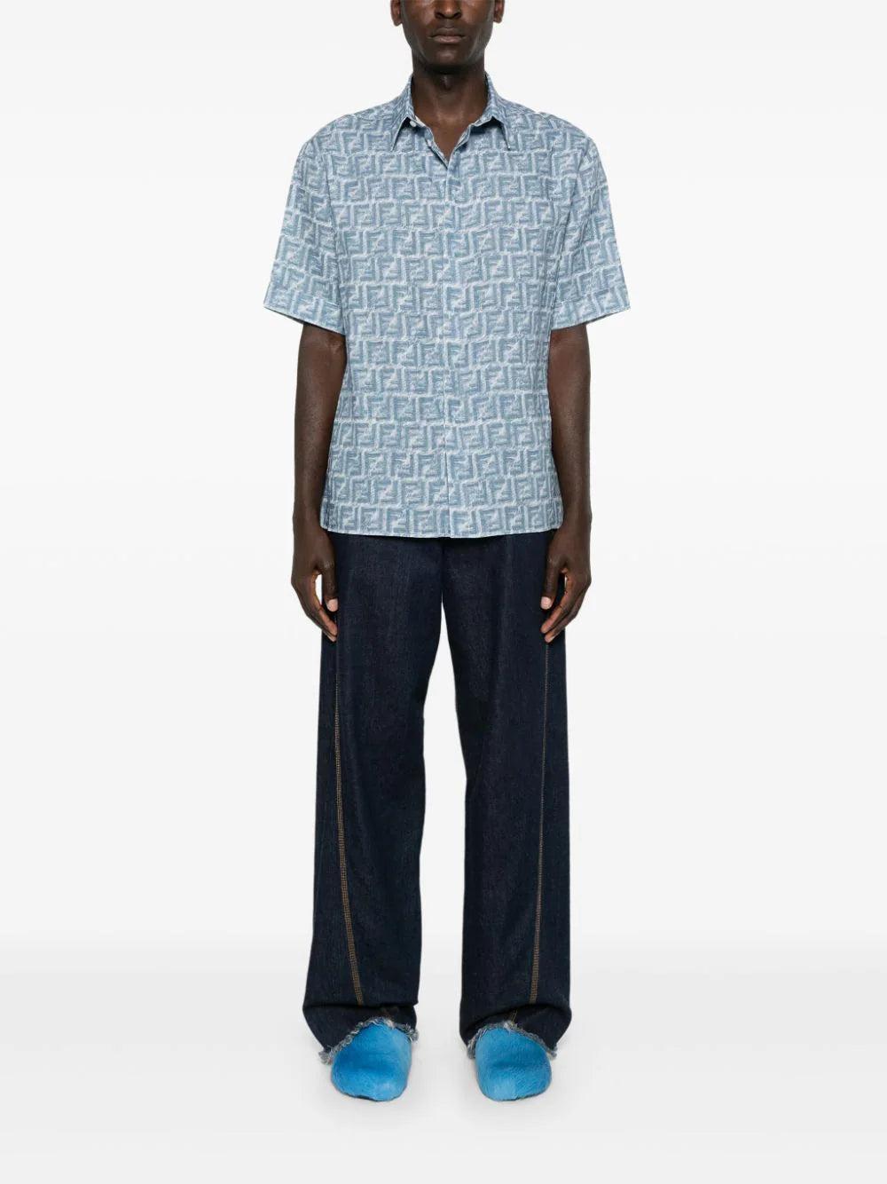 FENDI Blue Ff Linen Shirt