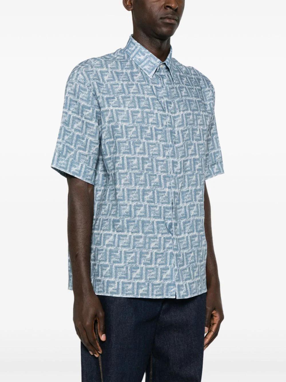 FENDI Blue Ff Linen Shirt