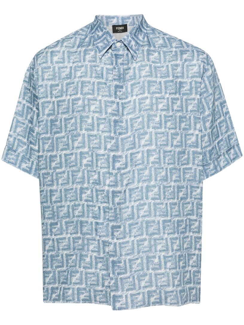 FENDI Blue ff linen shirt