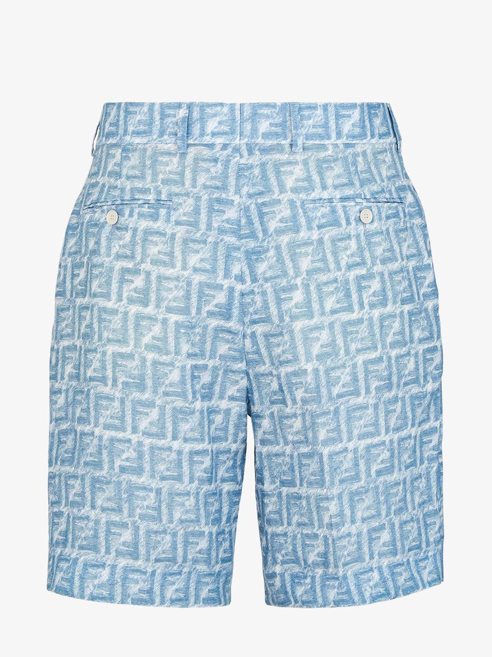 FENDI Blue Ff Linen Shorts