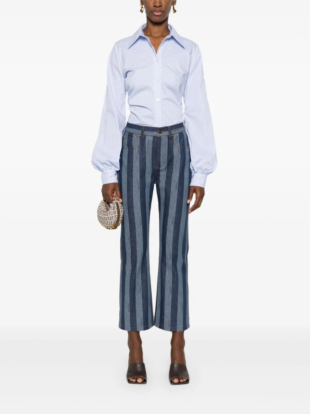 FENDI Blue Pequin Denim Trousers