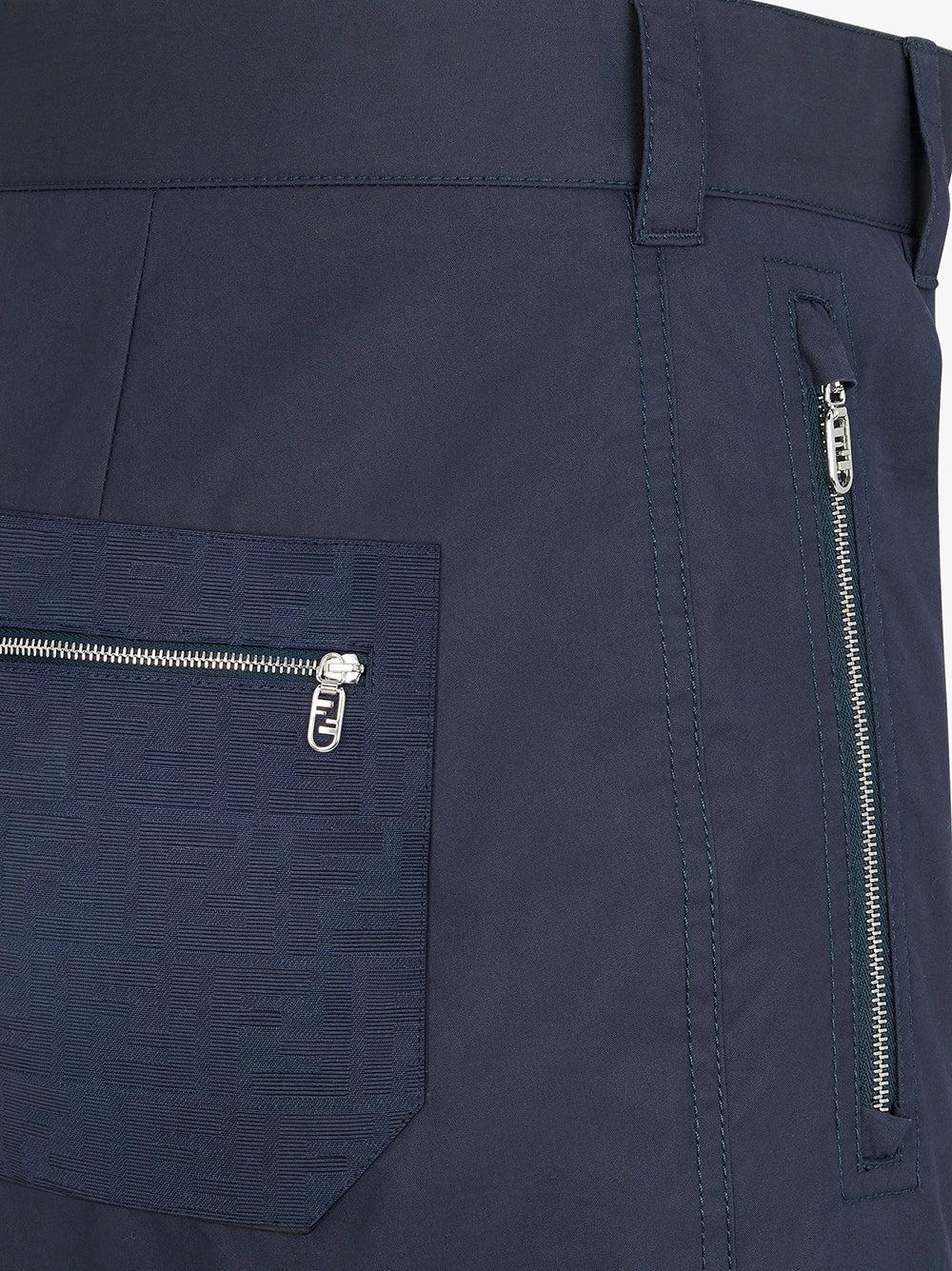 FENDI Blue Technical Cotton Trousers