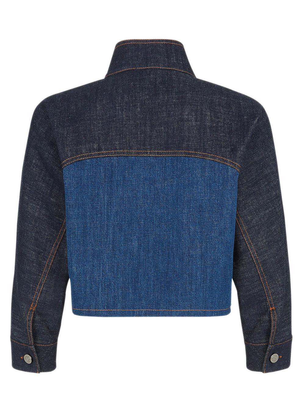 FENDI Blue Two-tone Denim Jacket