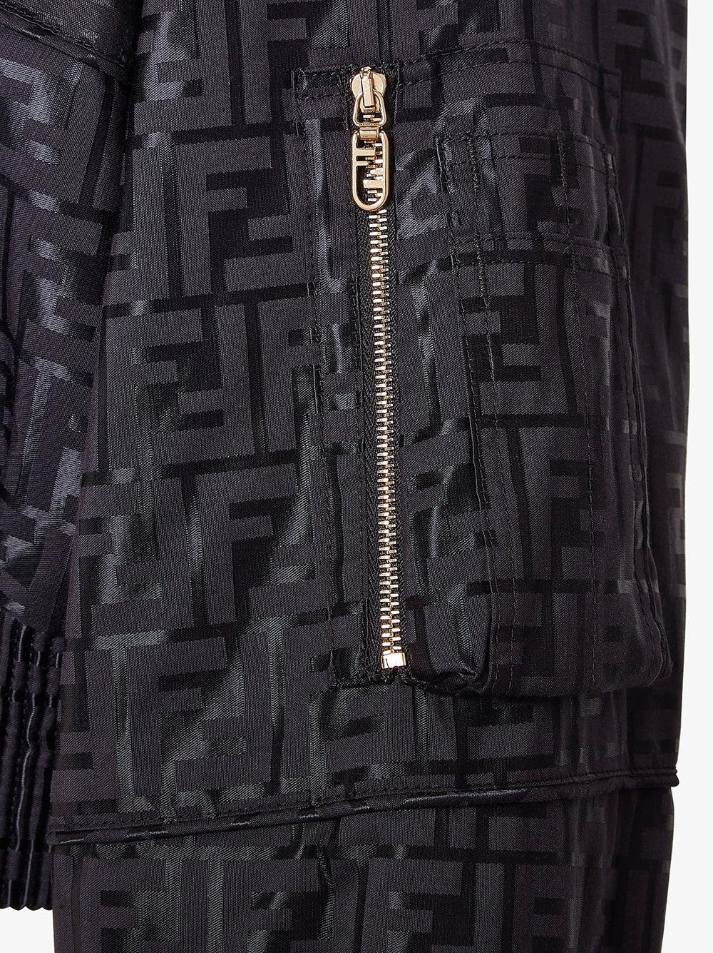 FENDI Bomber Jacket In Black Ff Jacquard Fabric