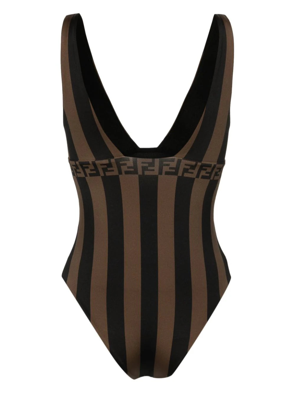 FENDI Brown Pequin Lycra® Swimsuit