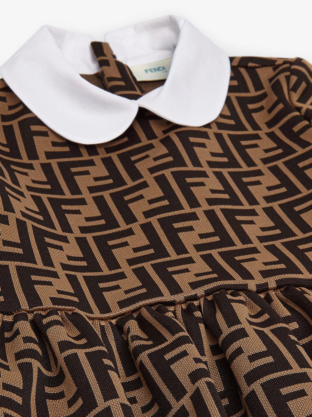 FENDI Kids Dress With All-over Fendi Logo
