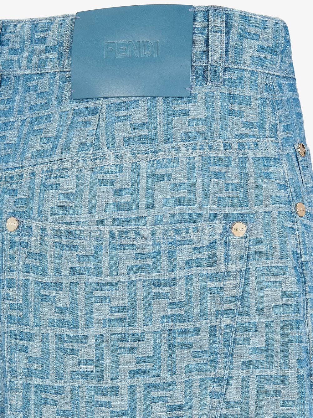FENDI Light Blue Ff Denim Trousers