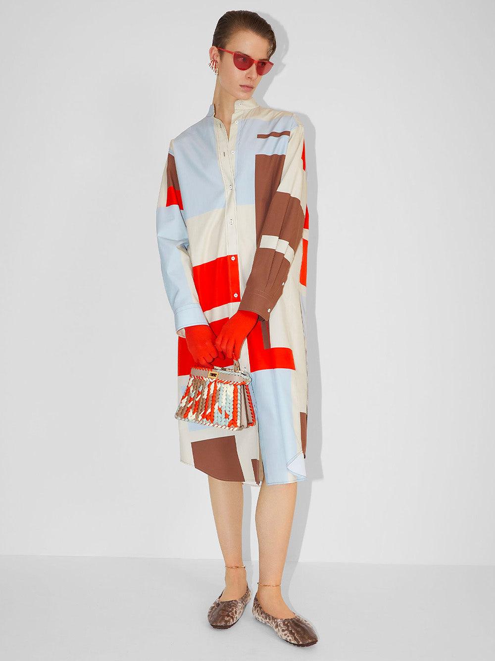 FENDI Multicolor Printed Poplin Dress