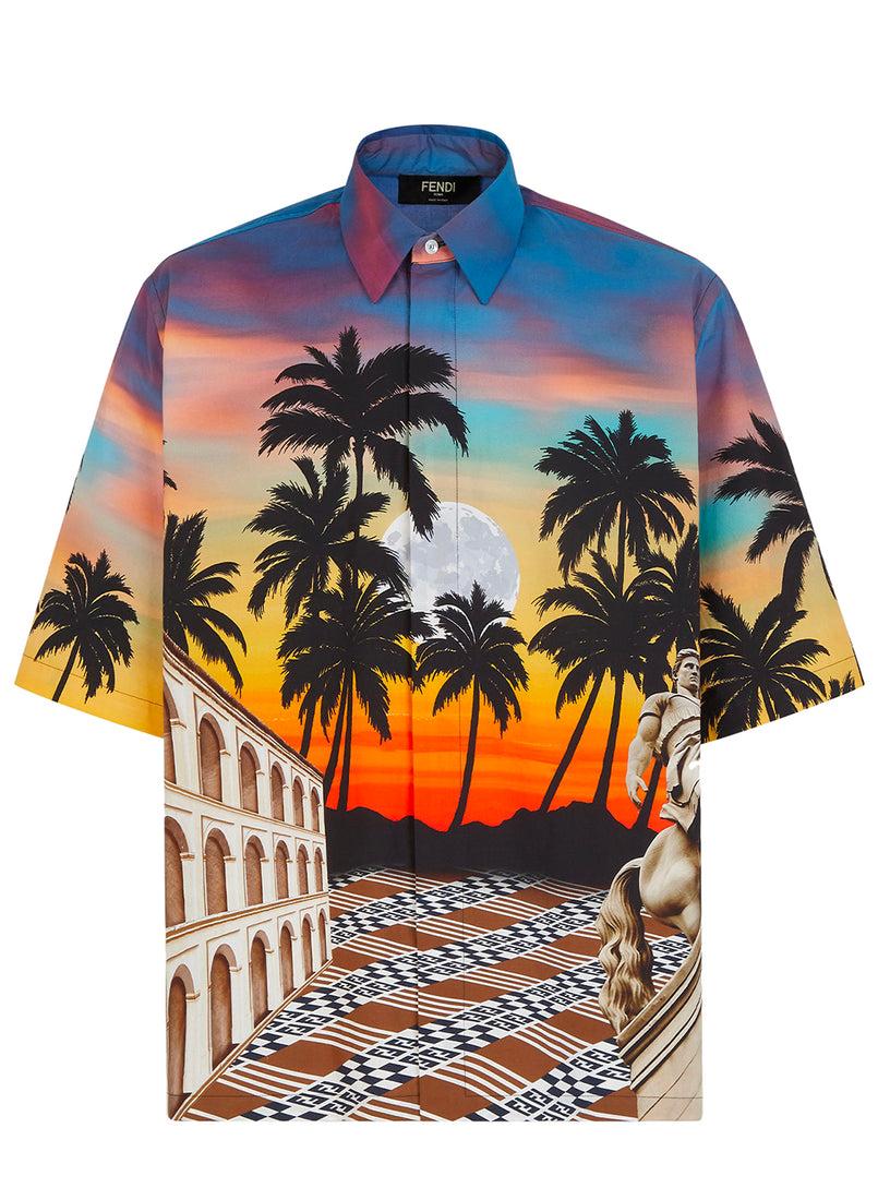 FENDI Multicoloured printed poplin shirt