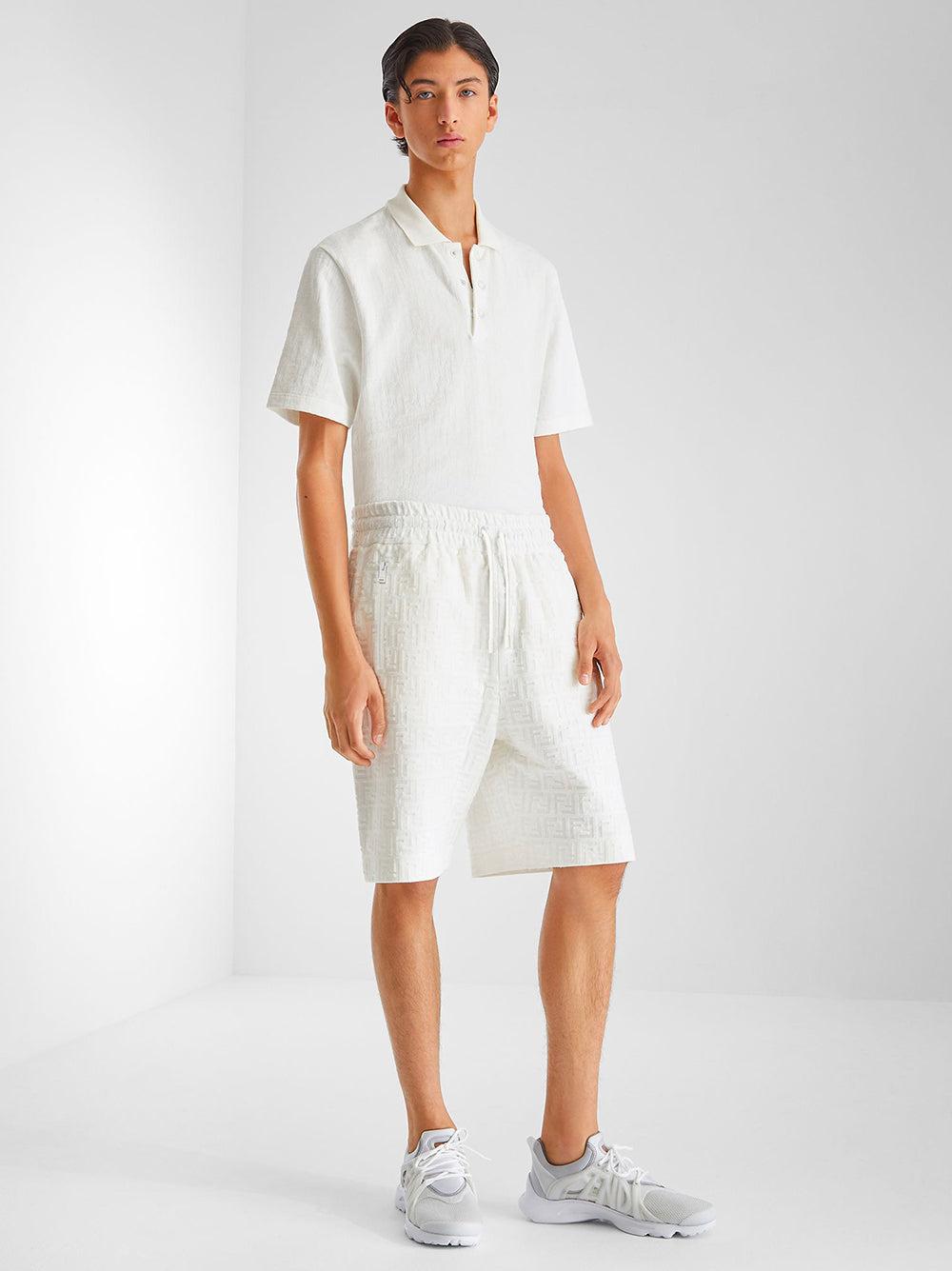 FENDI Short Trousers In White Ff Cotton