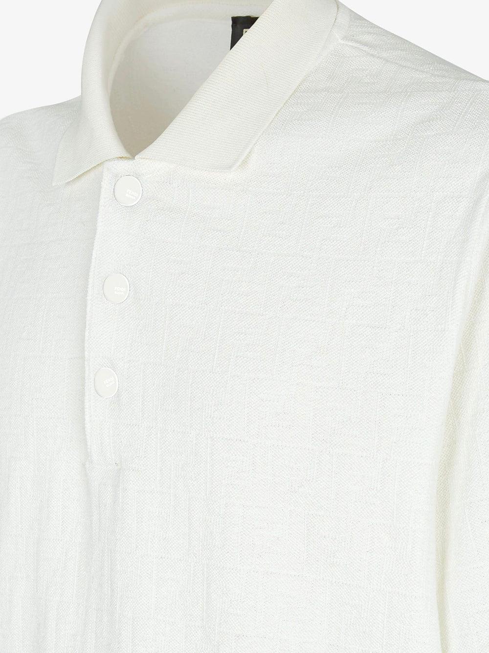 FENDI White Ff Piquet Polo Shirt