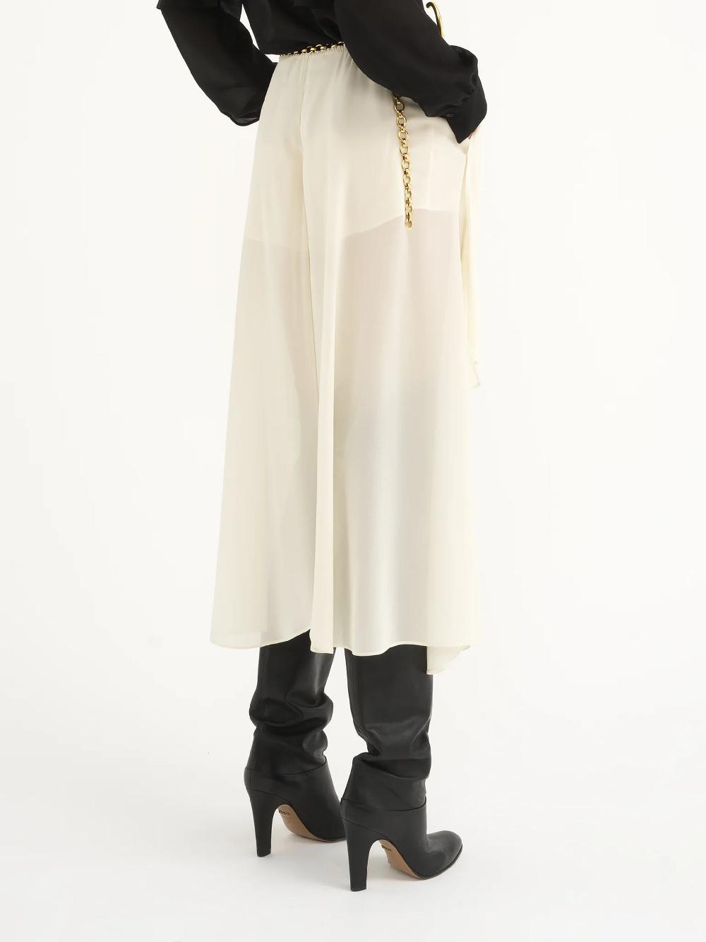 Chloé Fluid Shorts With Ruffles And Slits In Semi-transparent Silk Georgette