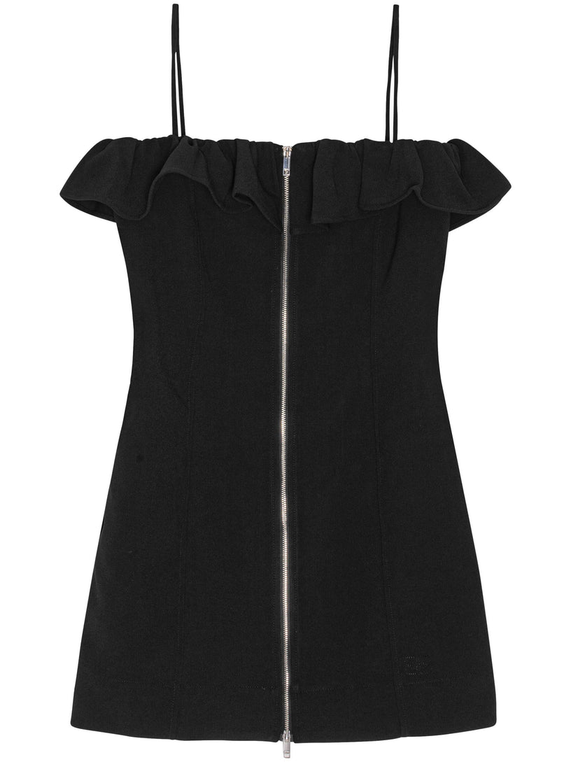 GANNI Black bonded crepe strap mini dress