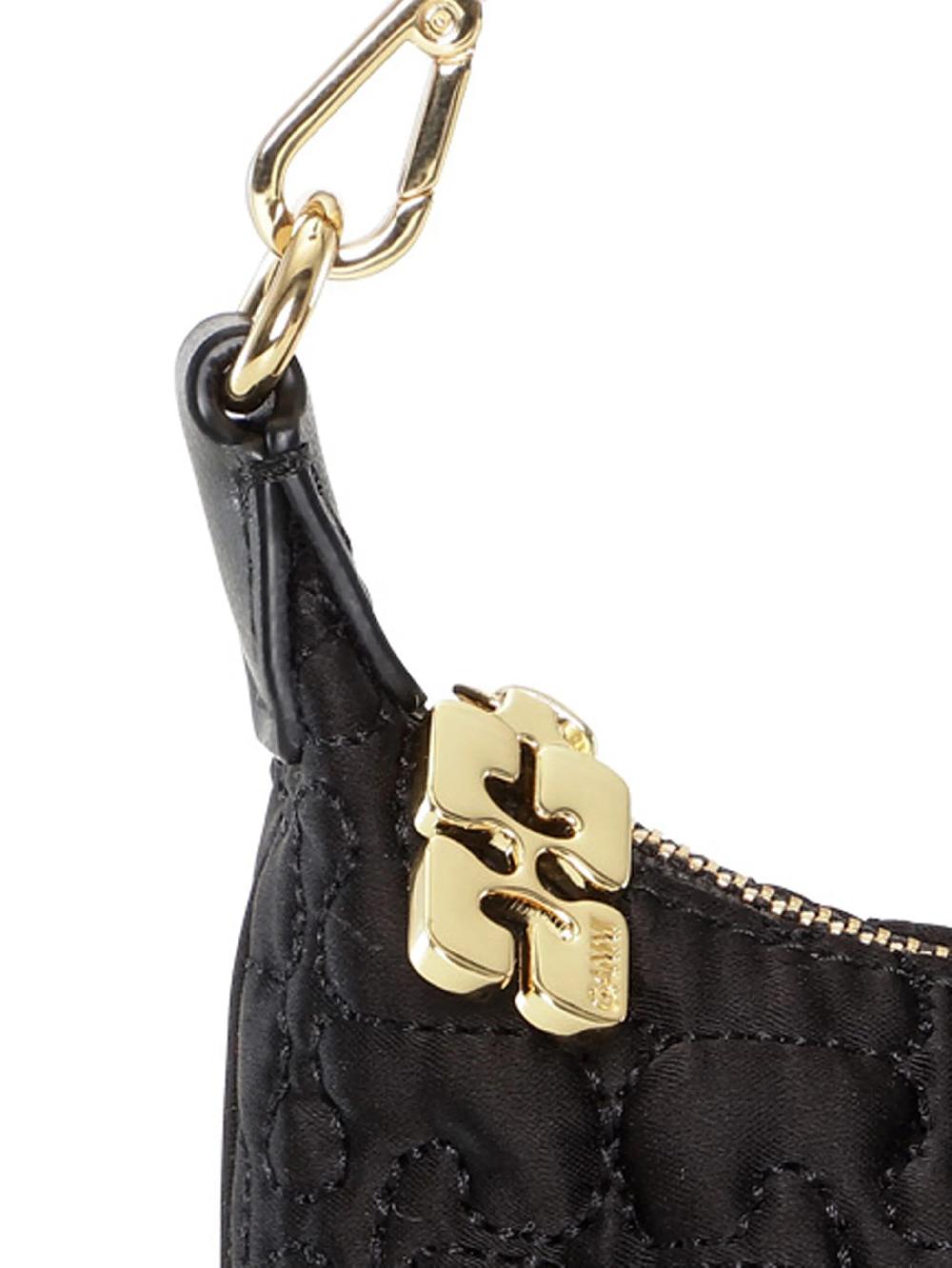 GANNI Black Mini Butterfly Pouch Satin Bag