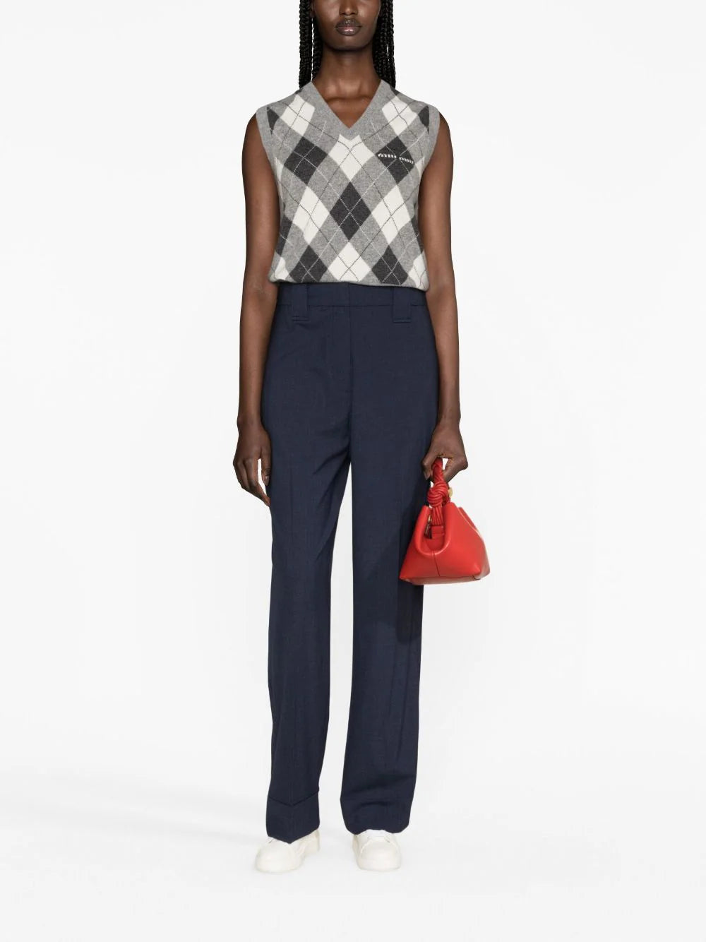 GANNI Blue Drapey Melange Pleat Trousers