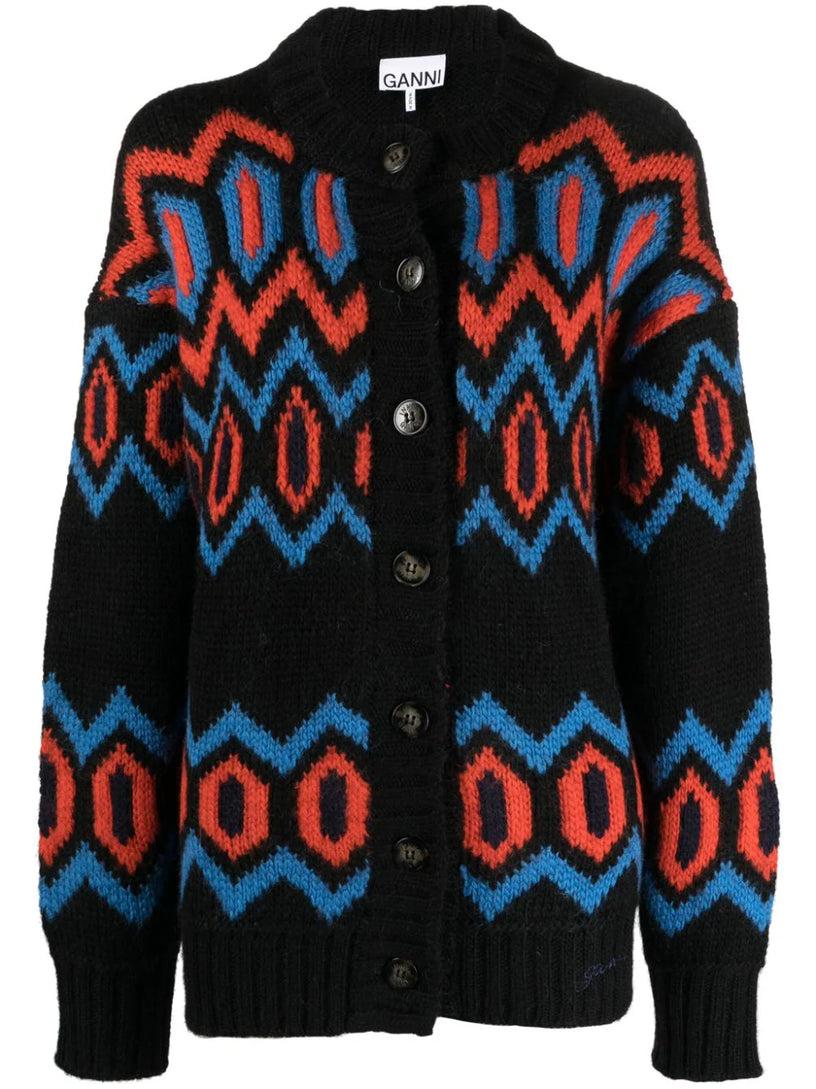 GANNI Chunky graphic cardigan